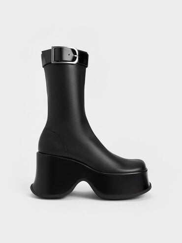 Carlisle Platform Boots, Black, hi-res