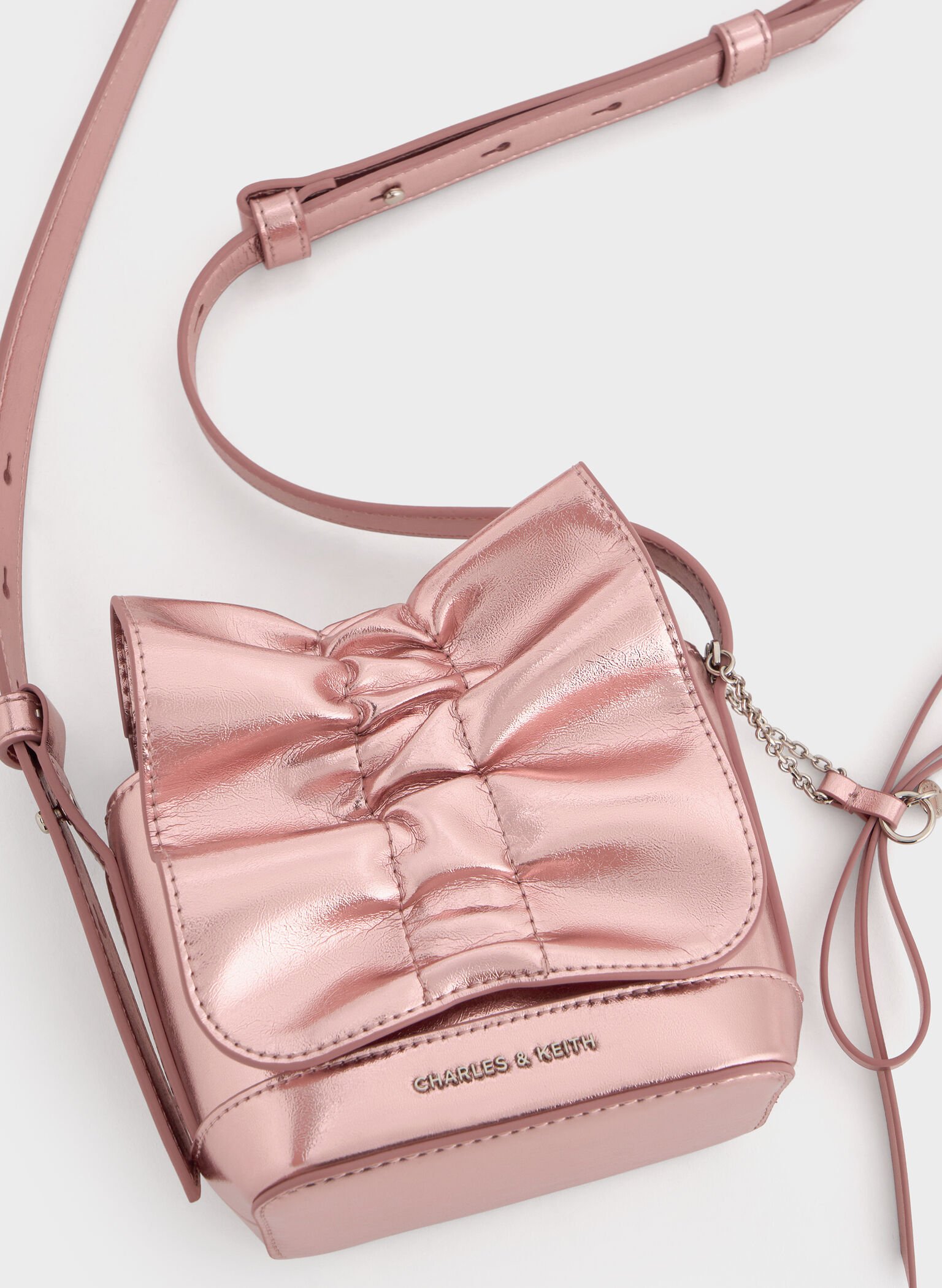 Kadee Metallic Ruched Mini Bag, Aura Pink, hi-res