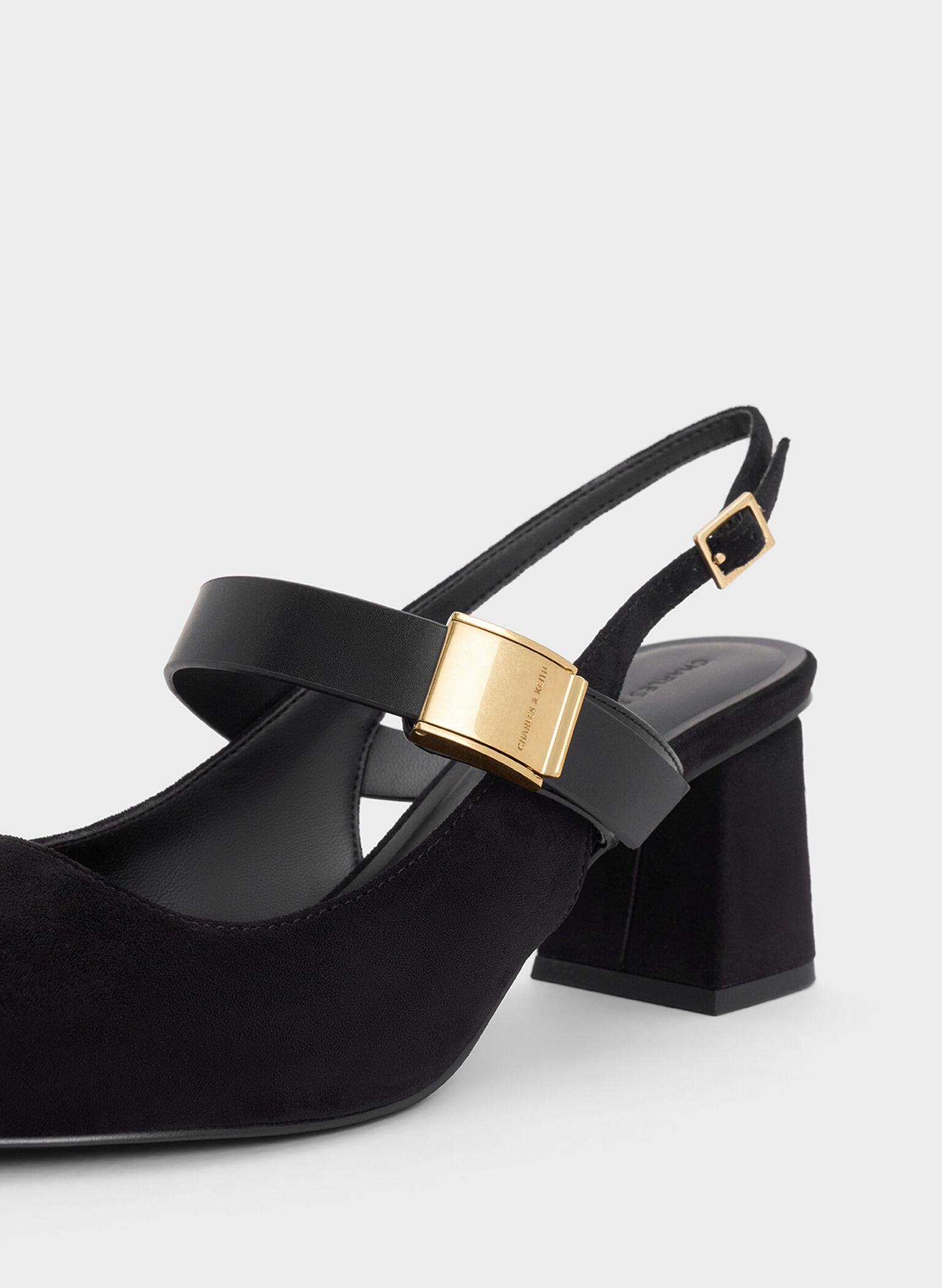 Yvette Faux Suede Mary Jane Slingback Pumps, Black Textured, hi-res