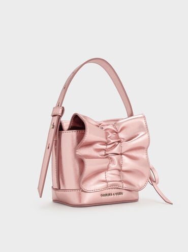 Kadee Metallic Ruched Mini Bag, Aura Pink, hi-res