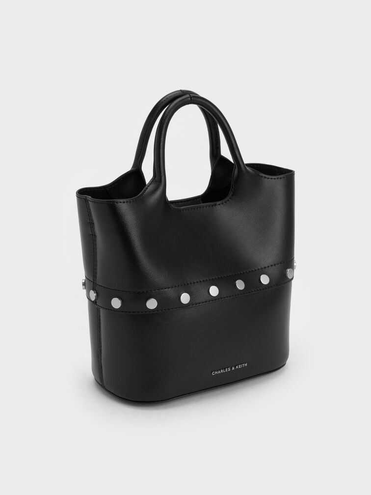 Bobbie Studded Convertible Two-Way Bucket Bag, Noir, hi-res