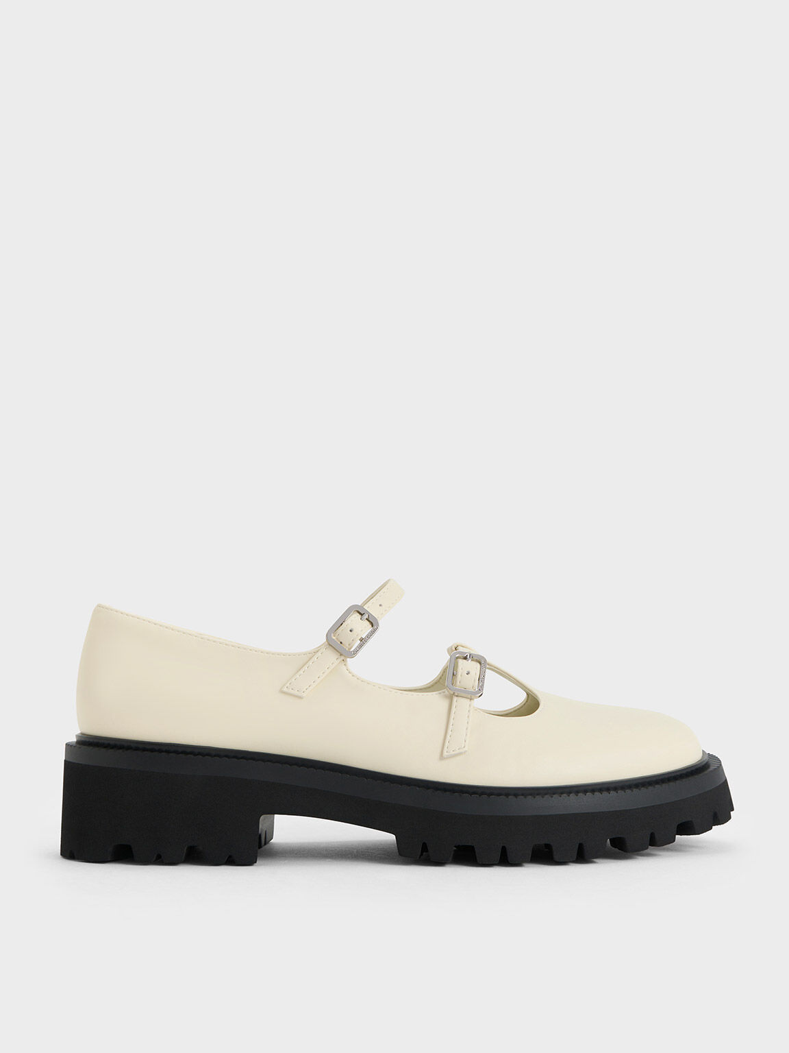Chalk Double Strap T Bar Chunky Mary Janes CHARLES KEITH UK