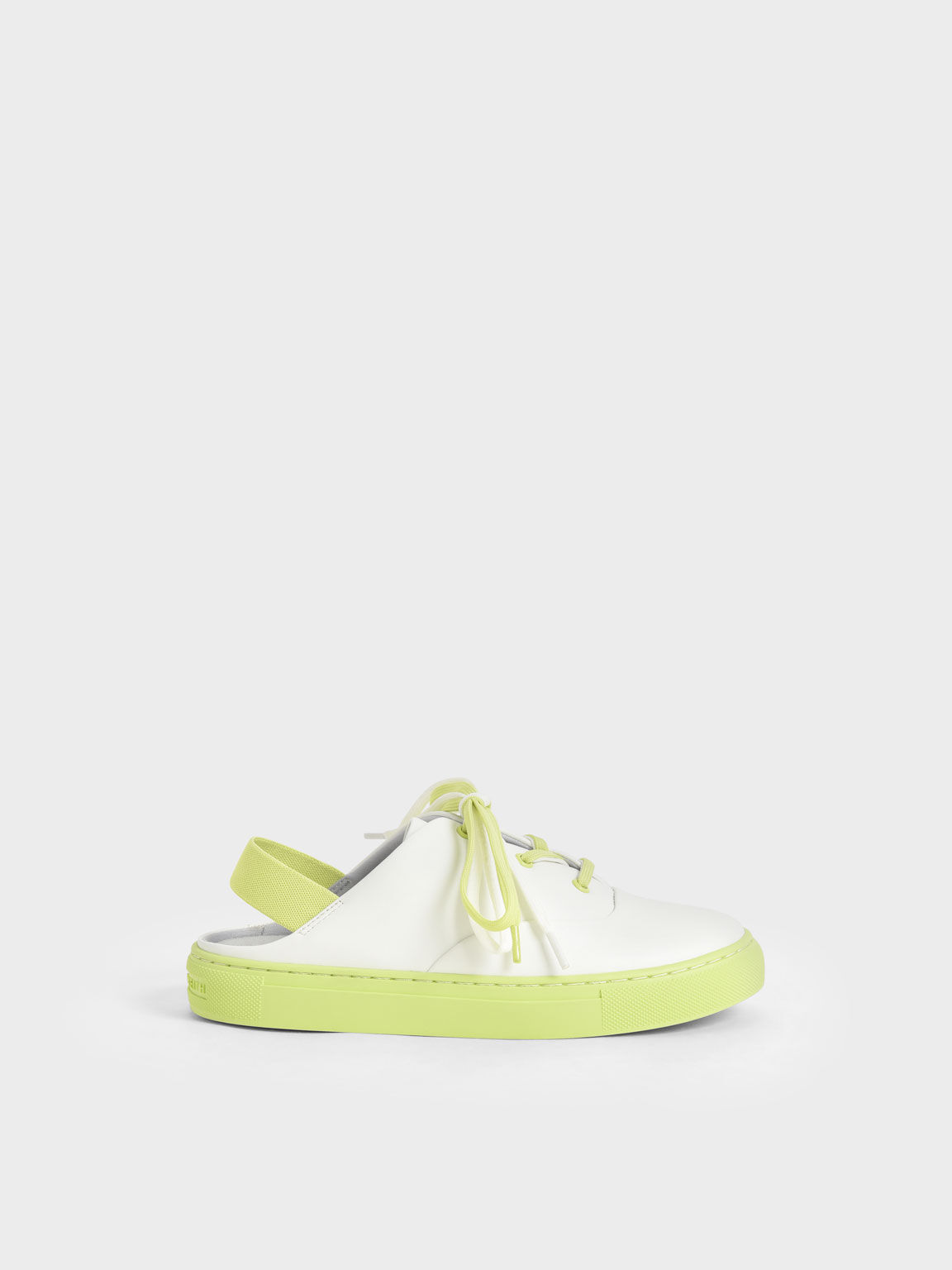 Girls Two Tone Lace Up Sneaker Mules Lime