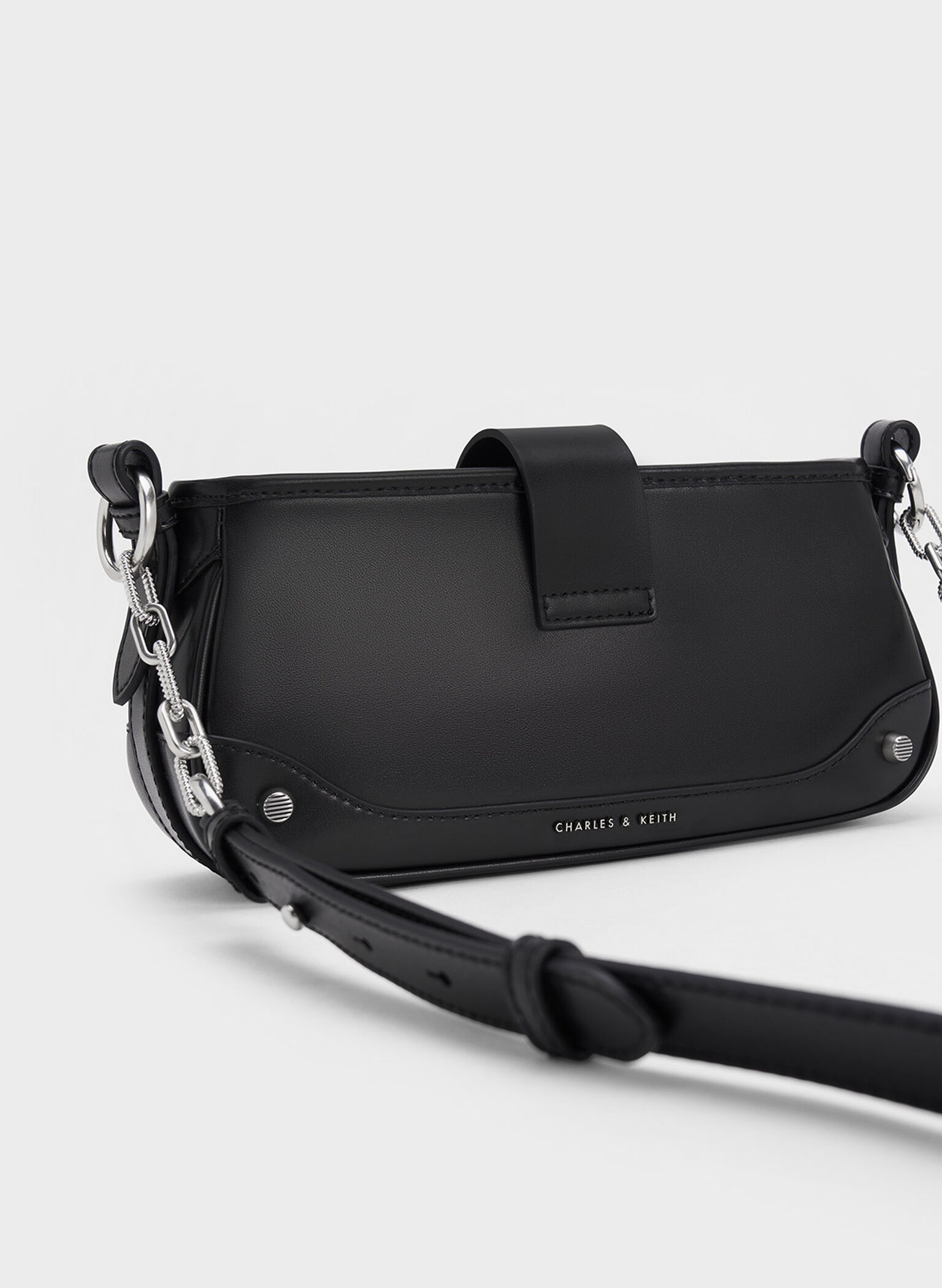 Winslet Belted Shoulder Bag, Black, hi-res