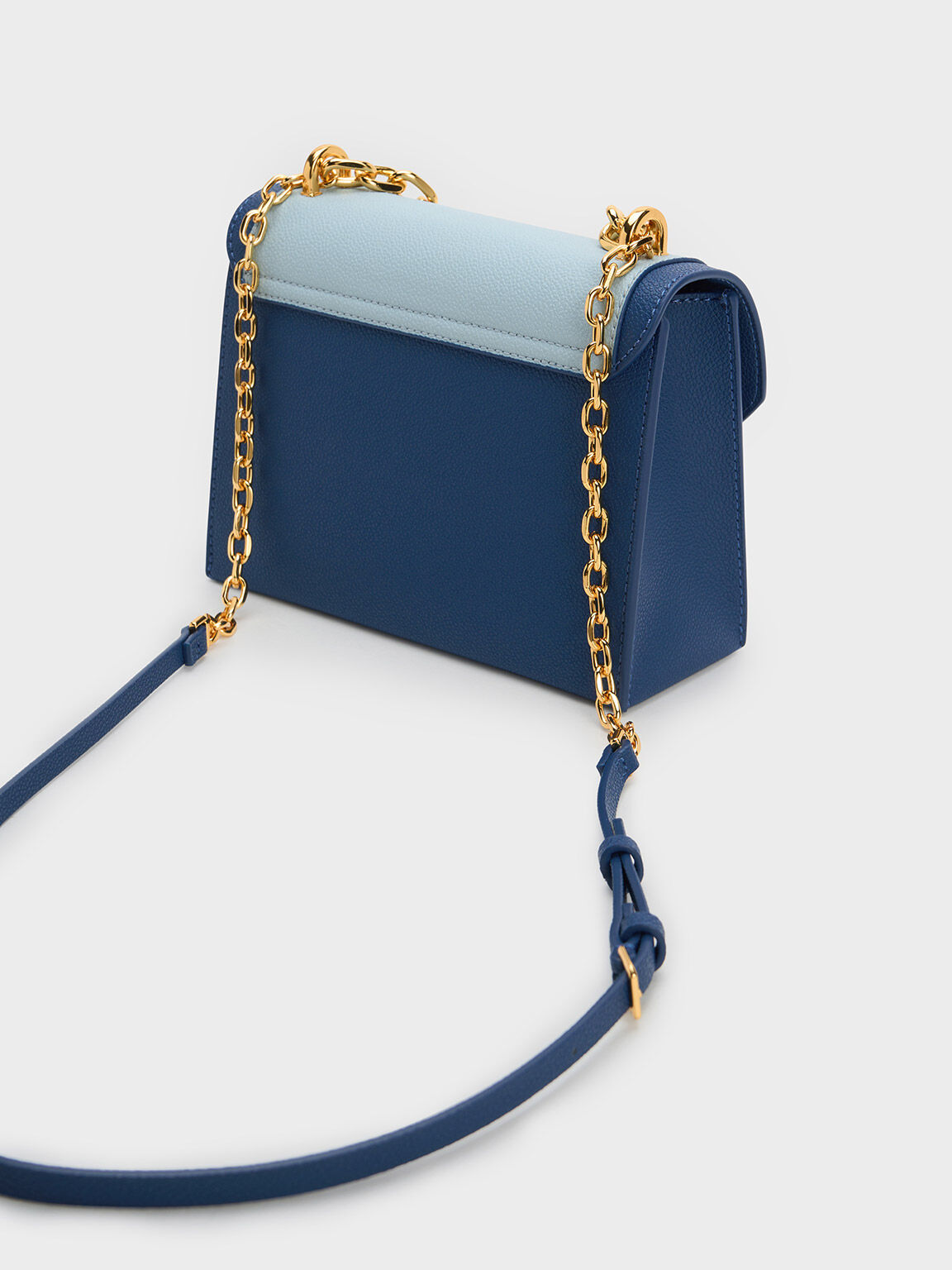 Navy Front Flap Chain Handle Crossbody Bag CHARLES KEITH UK