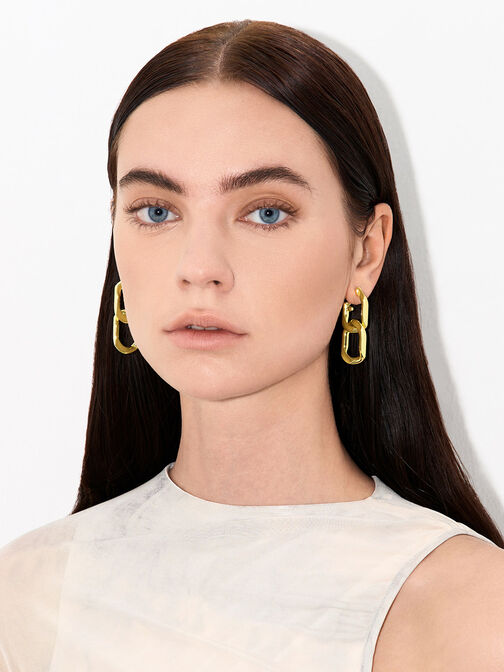 Gabine Chain-Link Drop Earrings, Gold, hi-res