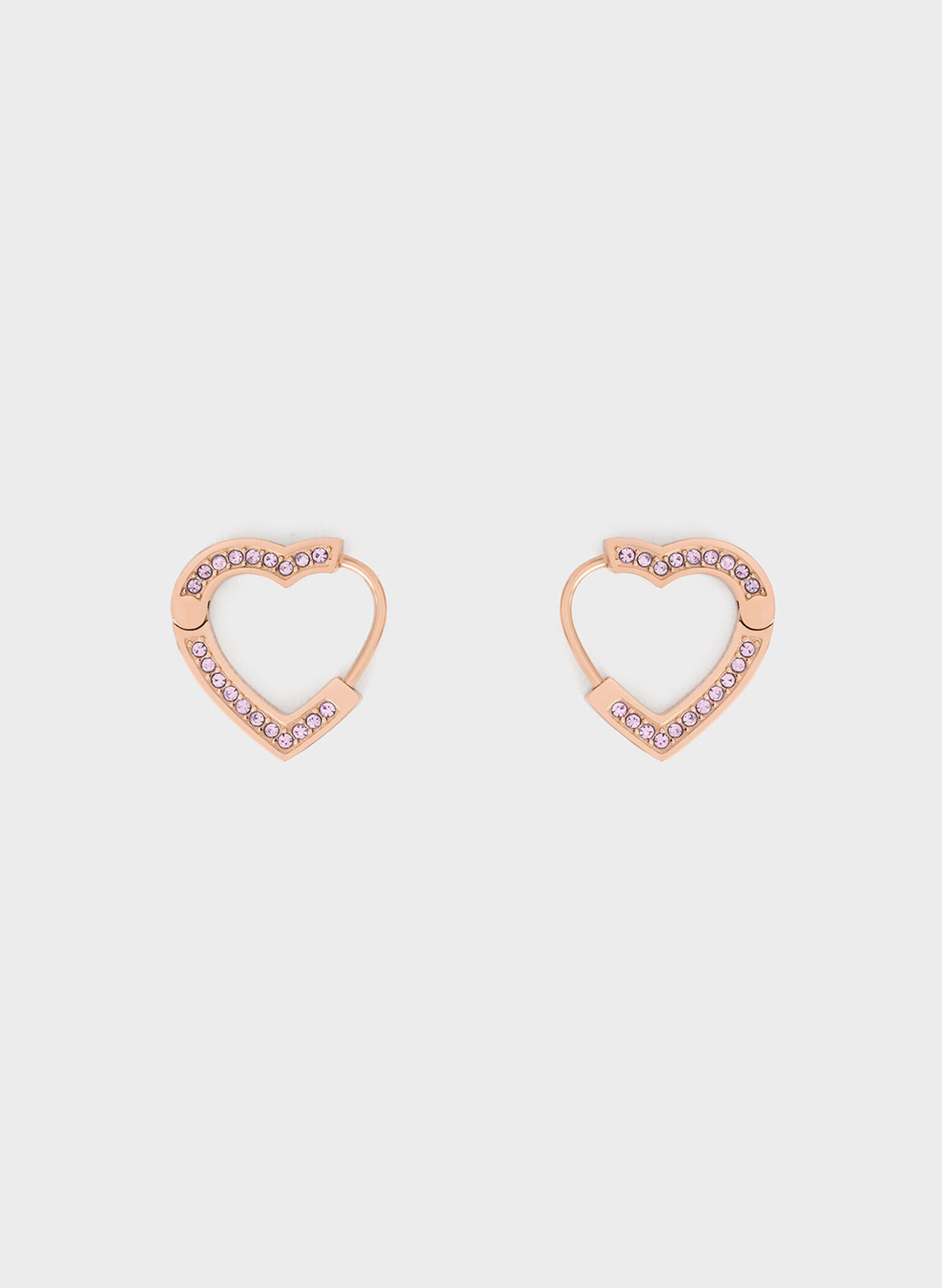 Malorie Crystal Heart Hoop Earrings, Rose Gold, hi-res