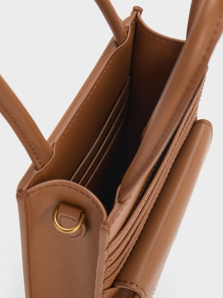 Este Belted Printed Phone Pouch, Chocolate, hi-res