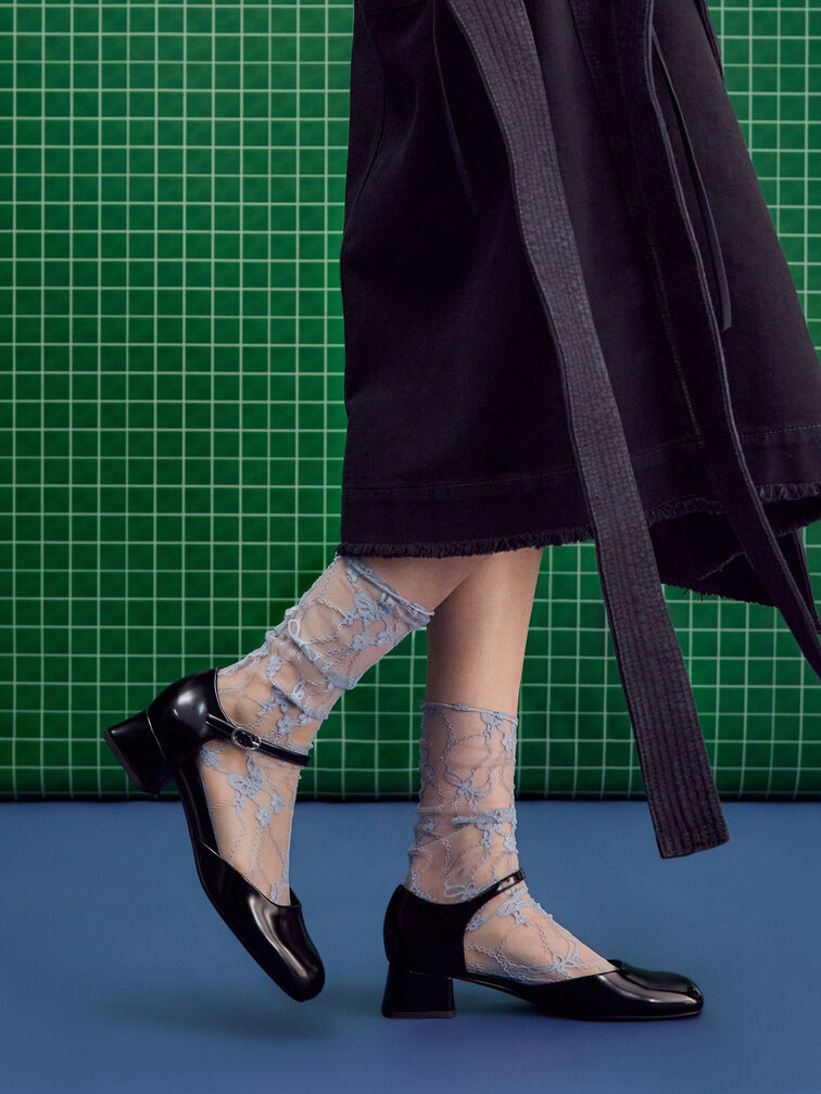 D'Orsay Ankle-Strap Pumps, Black Box, hi-res