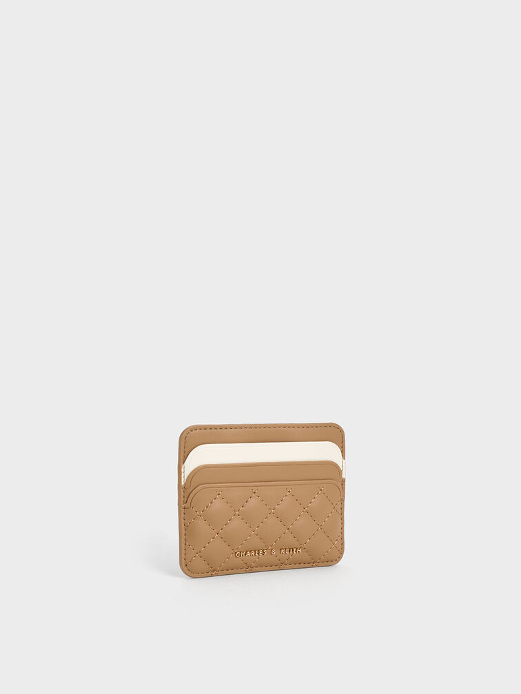 Cleo Two-Tone Quilted Card Holder, Sand, hi-res