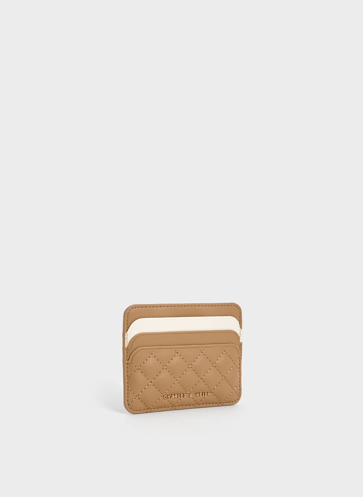 Cleo Two-Tone Quilted Card Holder, Sand, hi-res