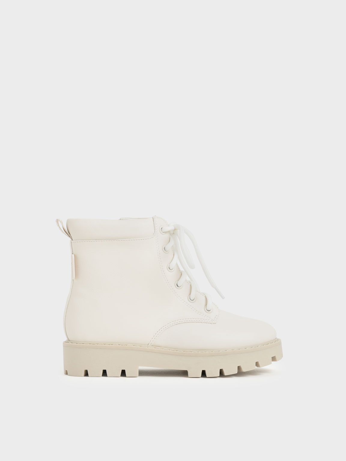 Girls' Lace-Up Ankle Boots, White, hi-res