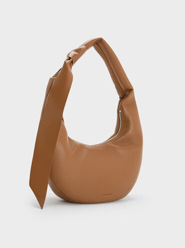 Toni Knotted Crescent Hobo Bag, Chocolate, hi-res