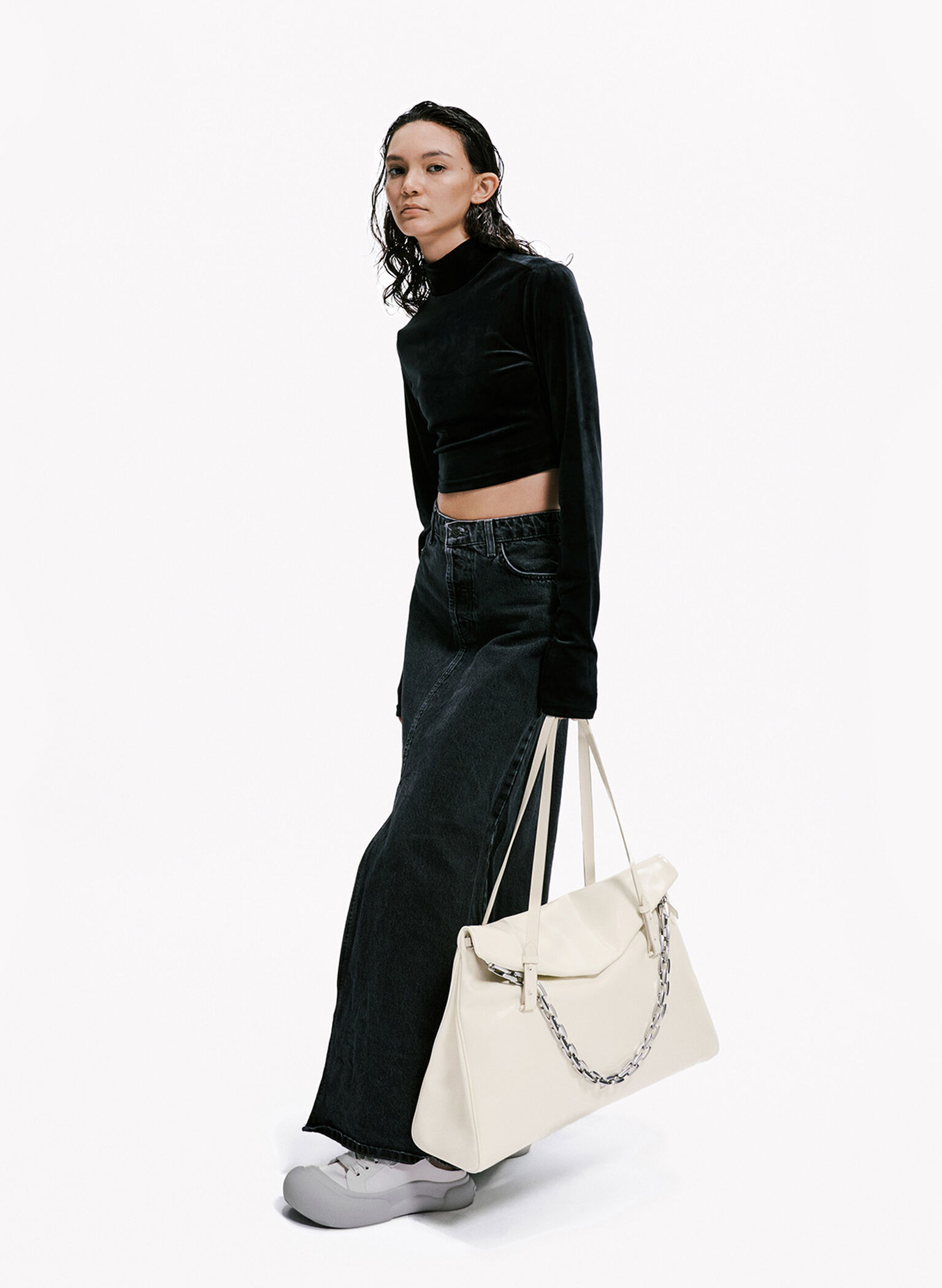 Andromeda Chunky-Chain Trapeze XL Tote Bag, Cream, hi-res
