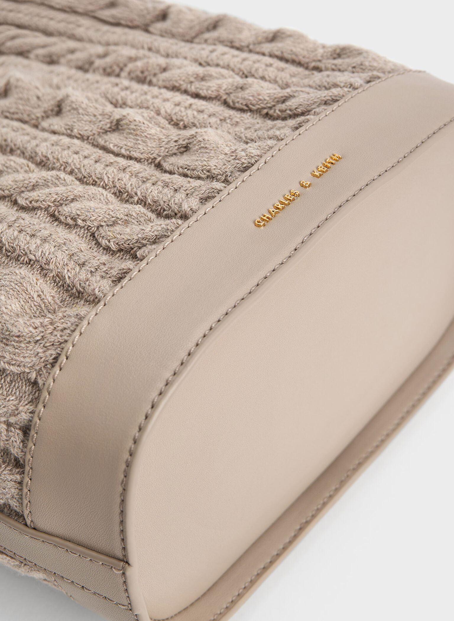 Apolline Textured Knit Bucket Bag, Taupe, hi-res