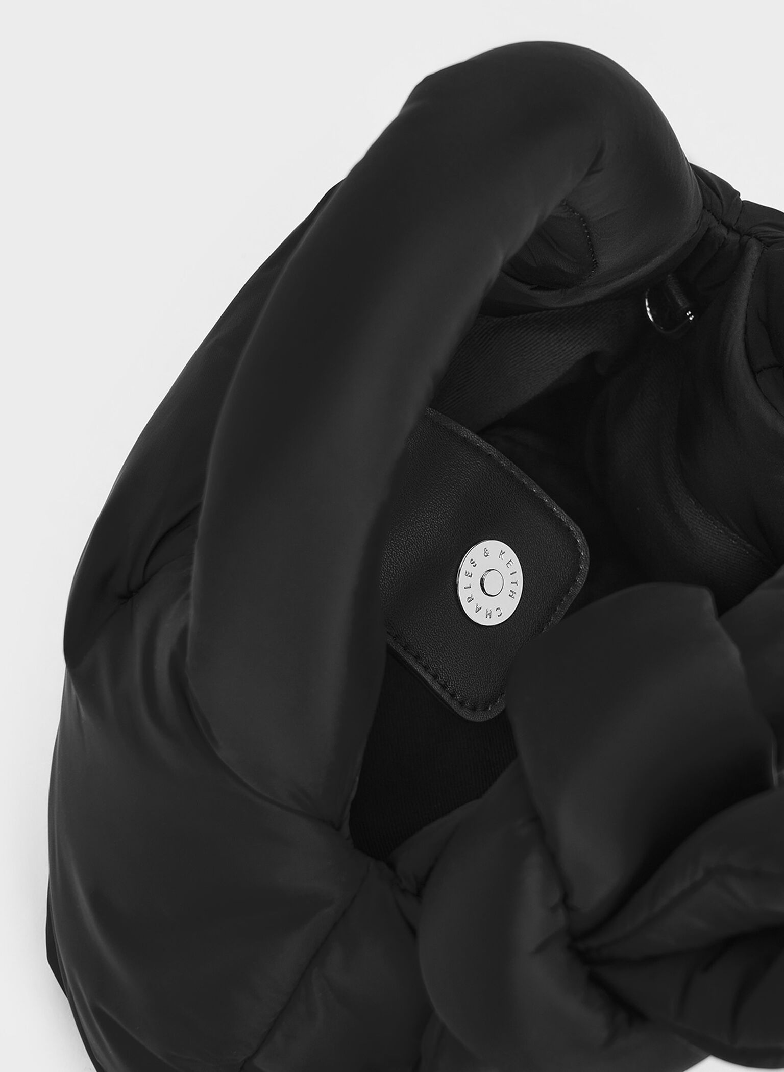Delilah Nylon Bow Puffy Bag, Noir, hi-res