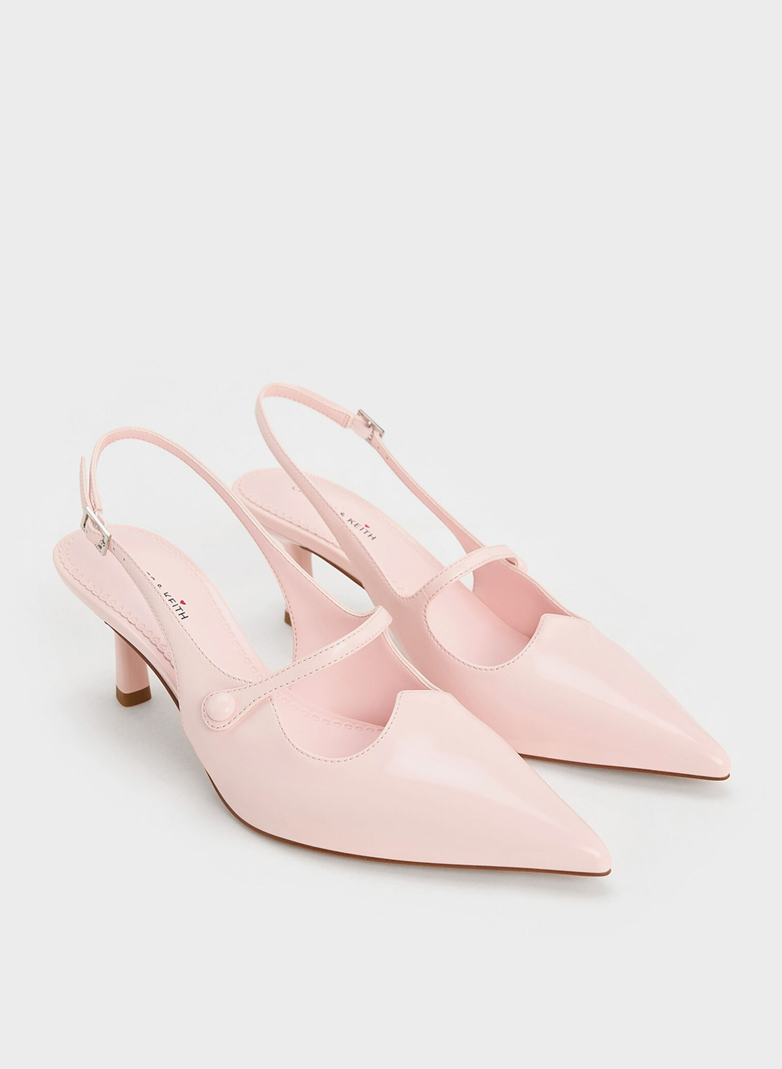 Pointed-Toe Mary Jane Slingback Pumps, Light Pink, hi-res