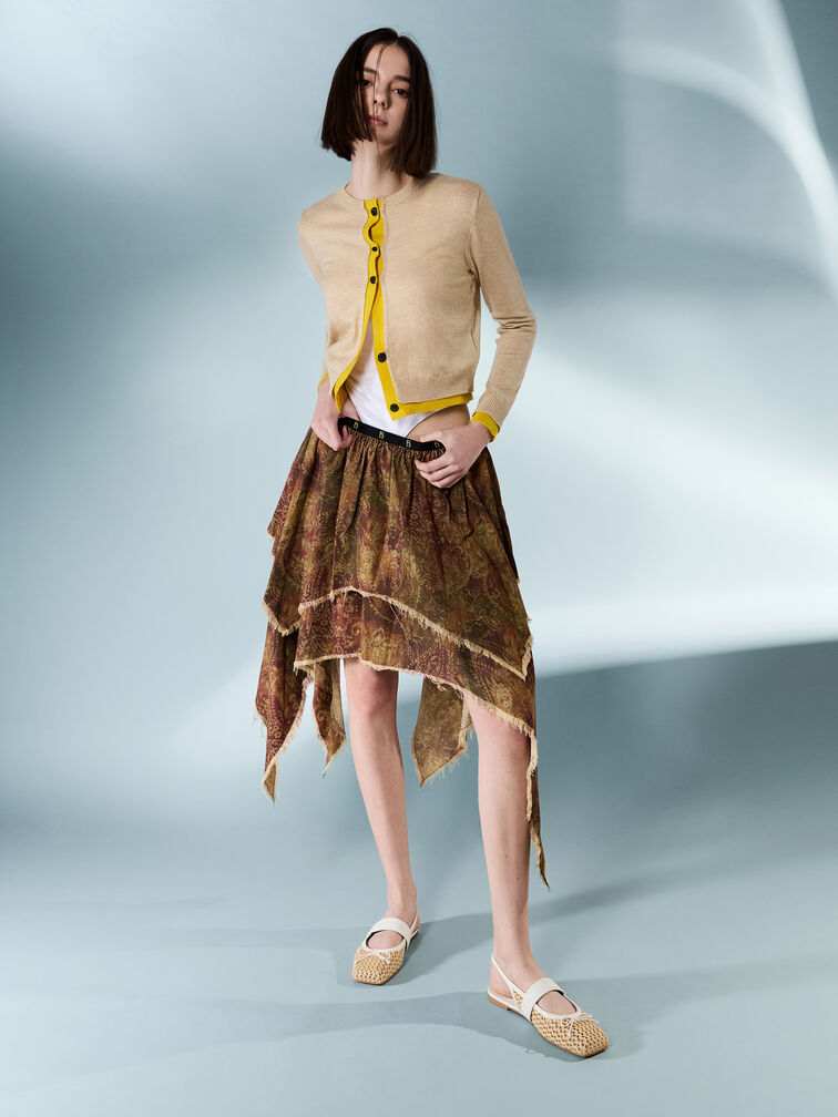 Lyric Woven Bow Slingback Flats, Sand, hi-res