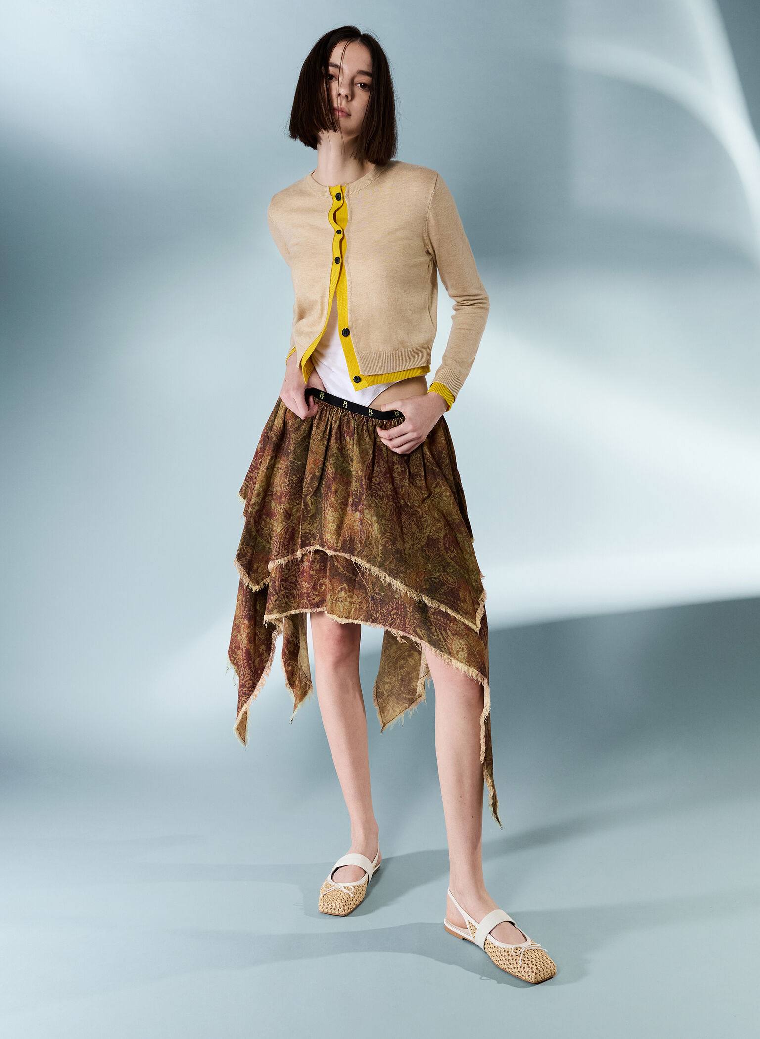Lyric Woven Bow Slingback Flats, Sand, hi-res