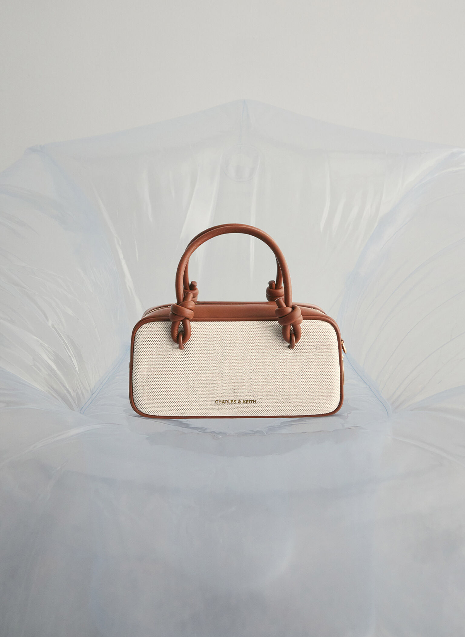 Sammie Canvas Knotted-Handle Elongated Bag, Taupe Canvas, hi-res