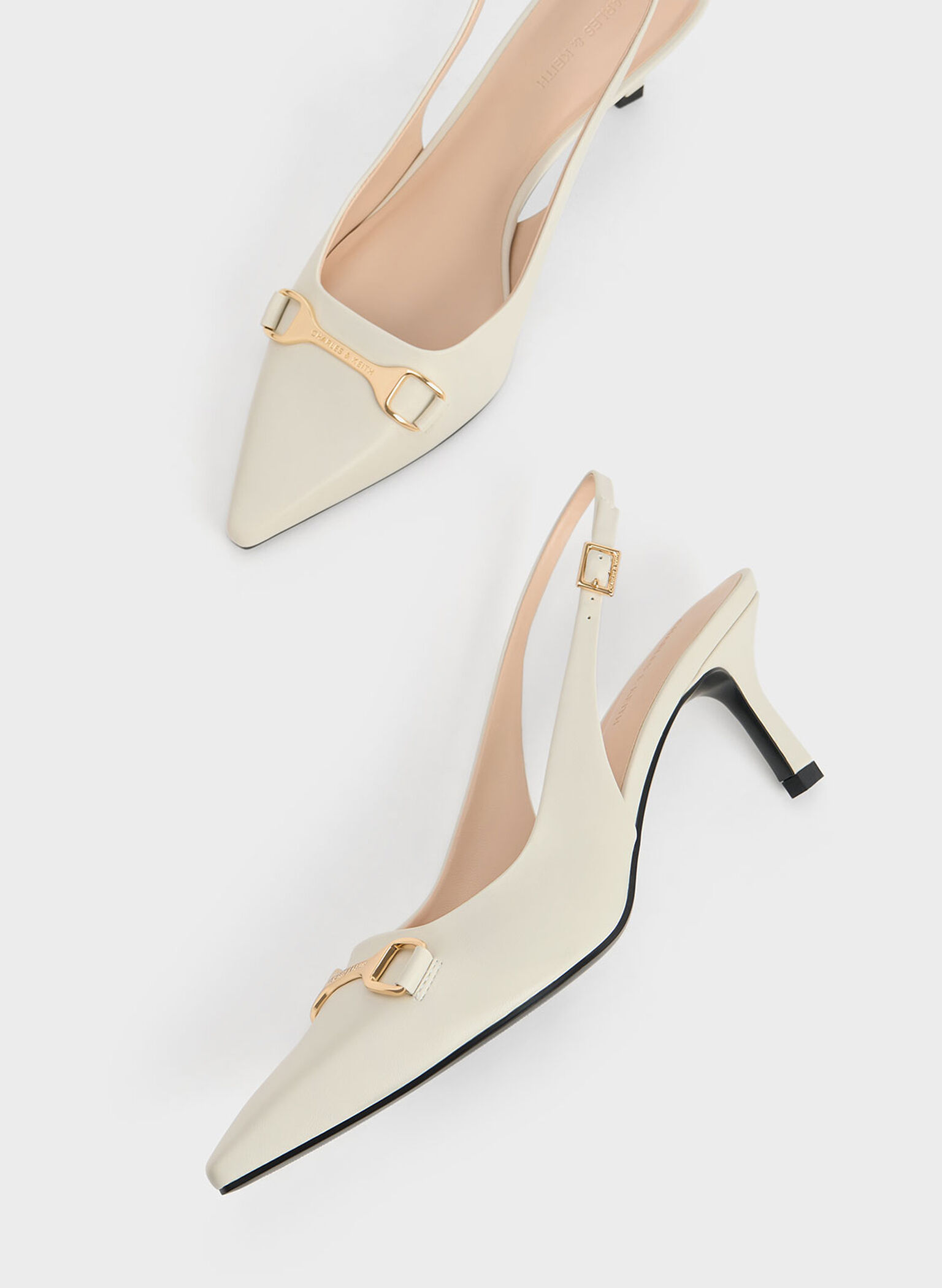Leslie Metallic-Accent Slingback Pumps, Chalk, hi-res