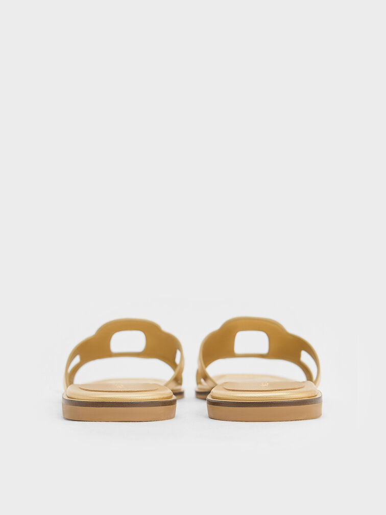 Easley Metallic Cut-Out Slide Sandals, Gold, hi-res