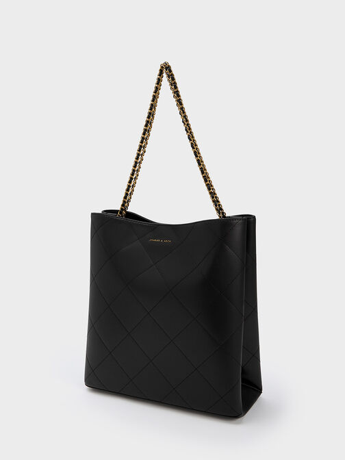 Leia Braided Handle Tote Bag, Black, hi-res