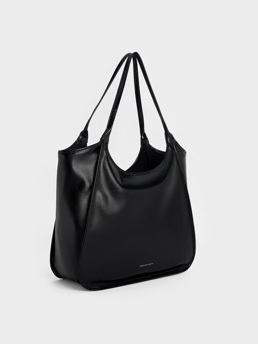 Sianna Crinkle-Effect Slouchy Tote Bag, Black, hi-res