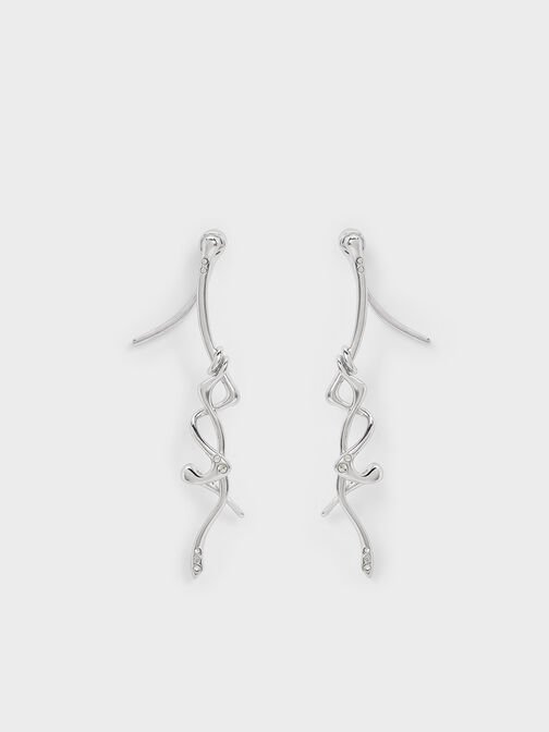 Allegro Sculptural Drop Earrings, Silver, hi-res