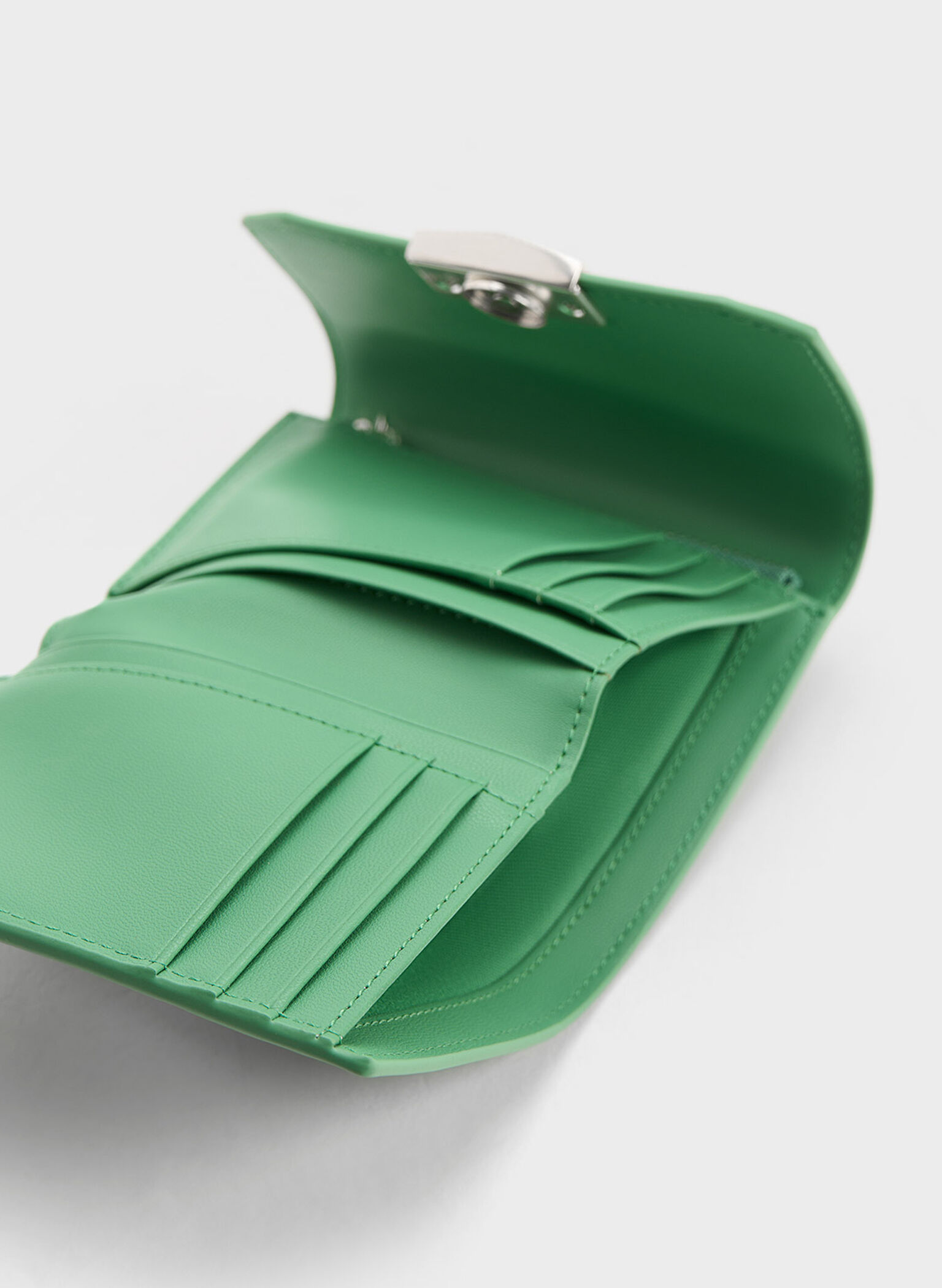 Kalinda Metallic Accent Wallet, Green, hi-res