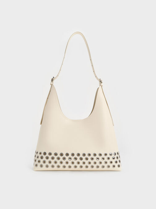 Liv Grommet Hobo Bag, Cream, hi-res