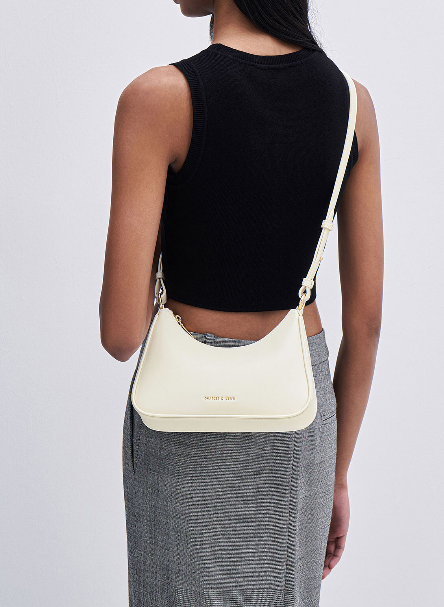 Lane Lock & Key Chain Handle Trapeze Bag, Cream, hi-res