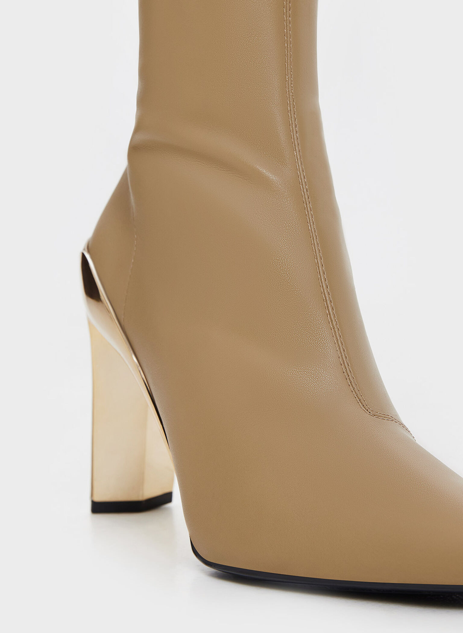 Devon Metallic Blade-Heel Ankle Boots, Taupe, hi-res