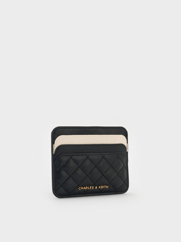Cleo Two-Tone Quilted Card Holder, Midnight Black, hi-res