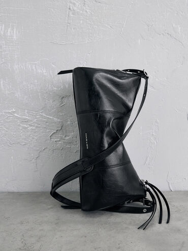 Bryna Panelled Grommet-Strap Crossbody Bag, Noir, hi-res