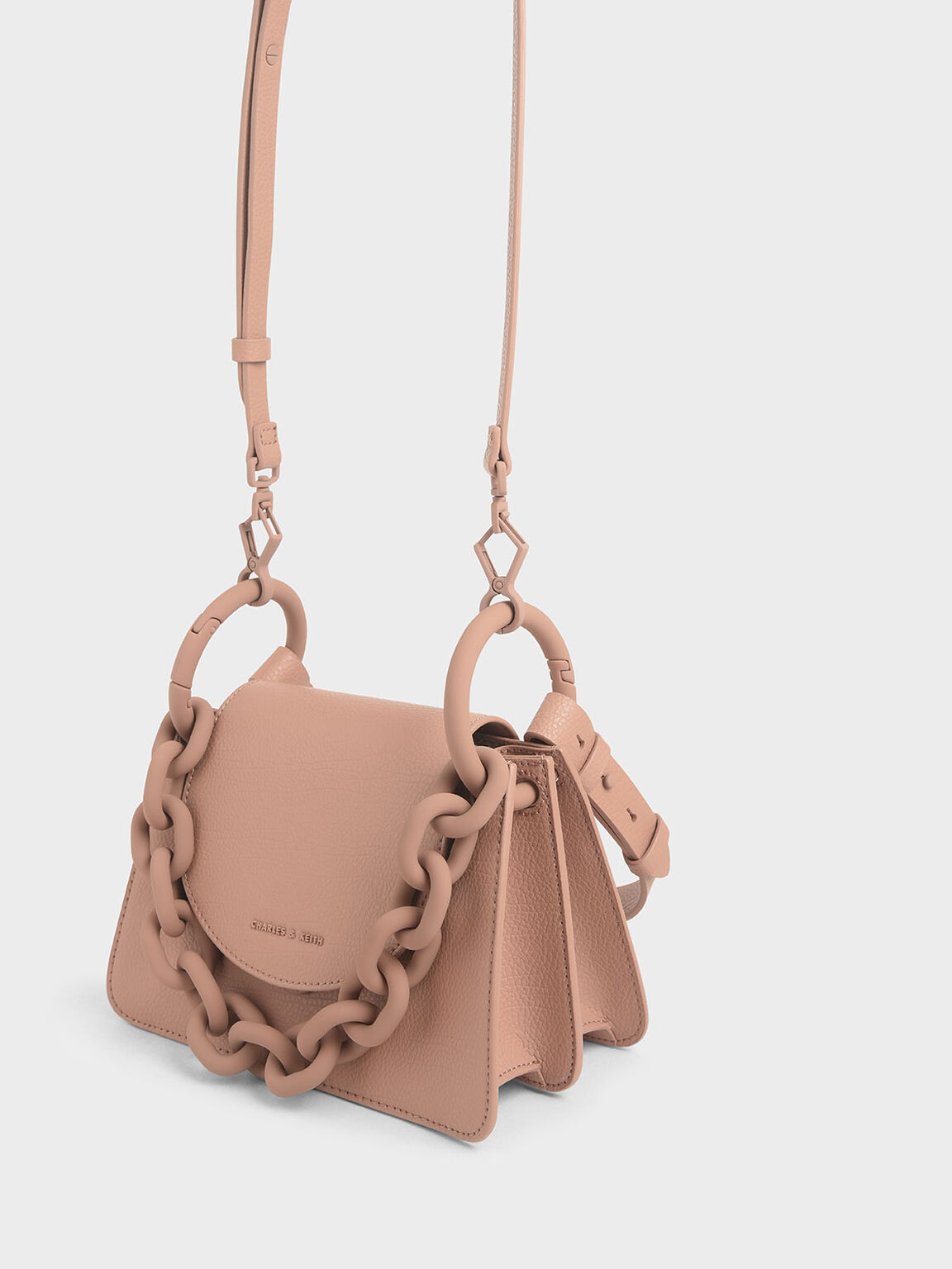 Blush Chunky Chain Link Small Shoulder Bag CHARLES  
