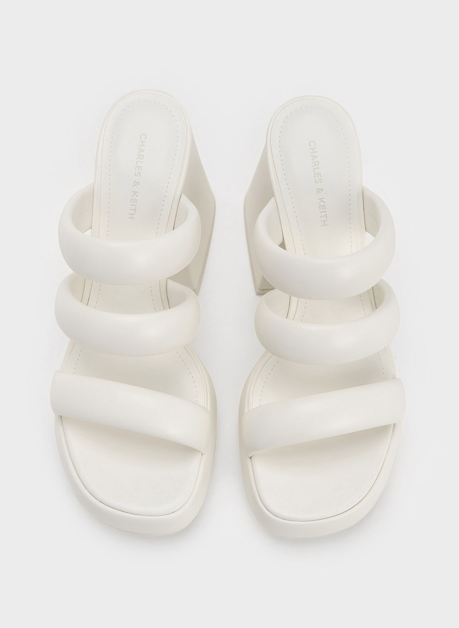 Tattie Puffy-Strap Platform Mules, White, hi-res