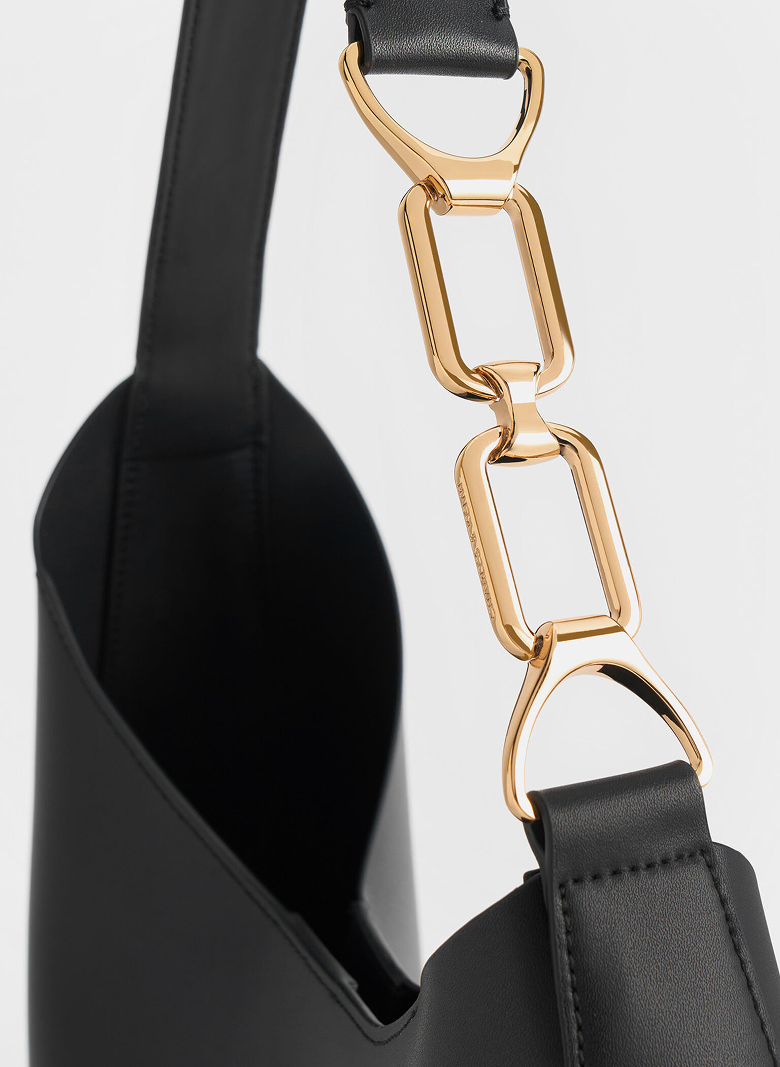 Agatha Chain-Accent Slouchy Hobo Bag, Black, hi-res