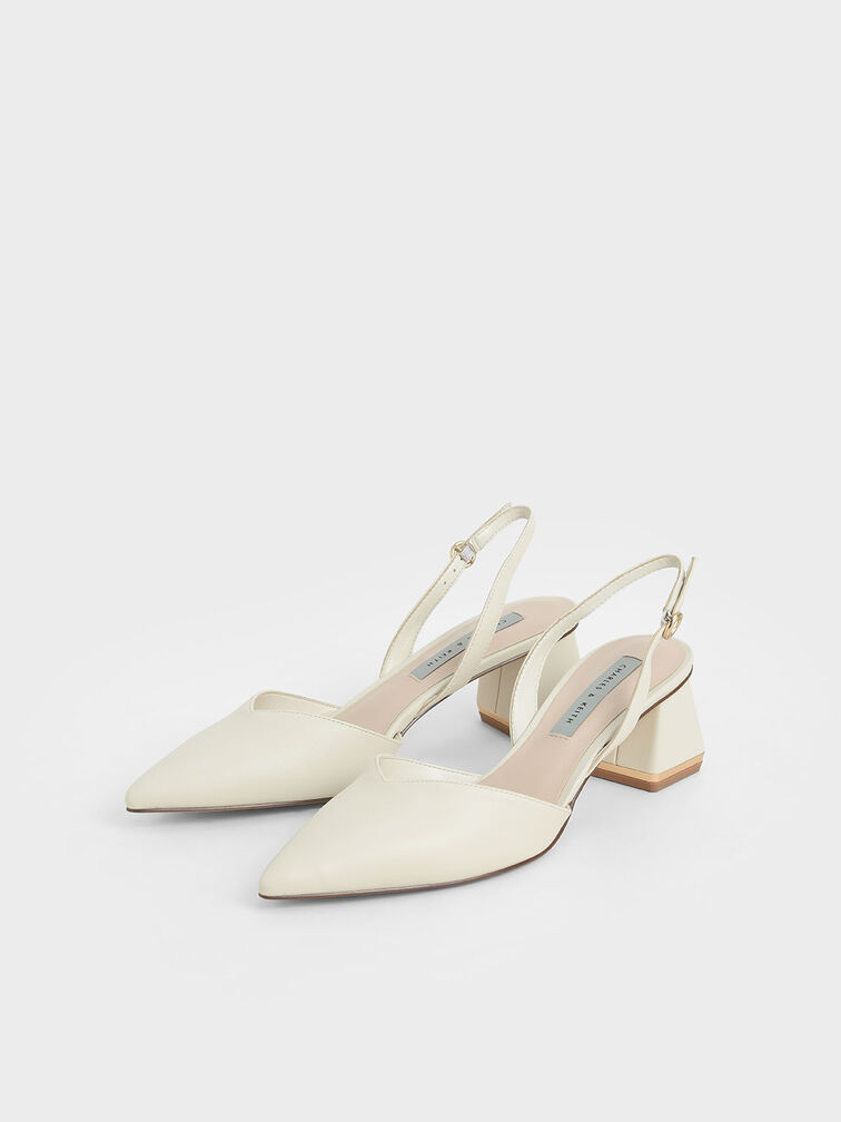 Katarina Trapeze Heel Slingback Pumps, Chalk, hi-res