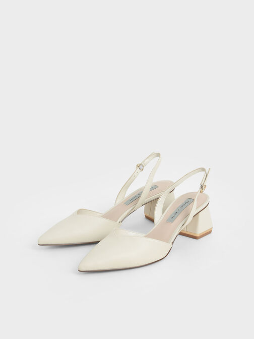 Katarina Trapeze Heel Slingback Pumps, Chalk, hi-res