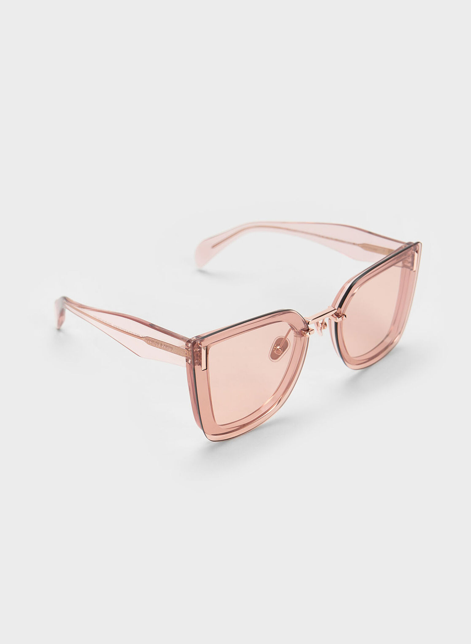 Recycled Acetate Geometric Butterfly Sunglasses, Pink, hi-res
