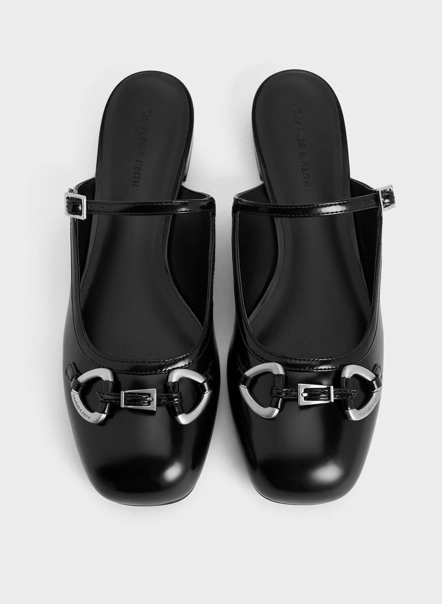 Metallic-Accent Flat Mules, Black Box, hi-res