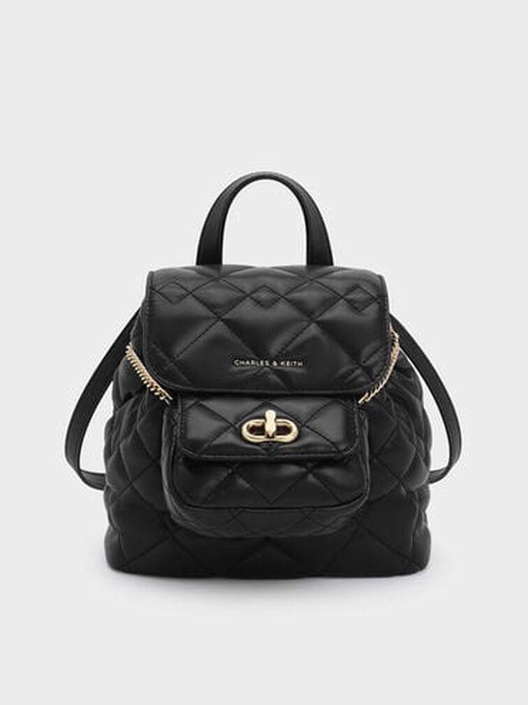 Aubrielle Quilted Backpack, Black, hi-res