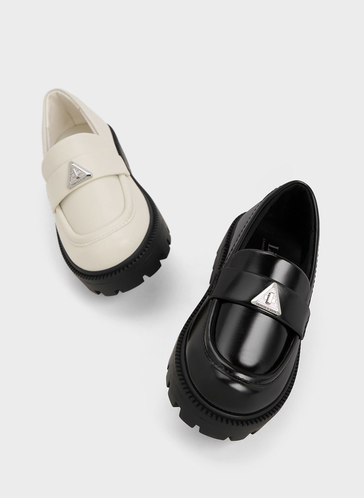 Girls' Trice Metallic Accent Loafers, Chalk, hi-res