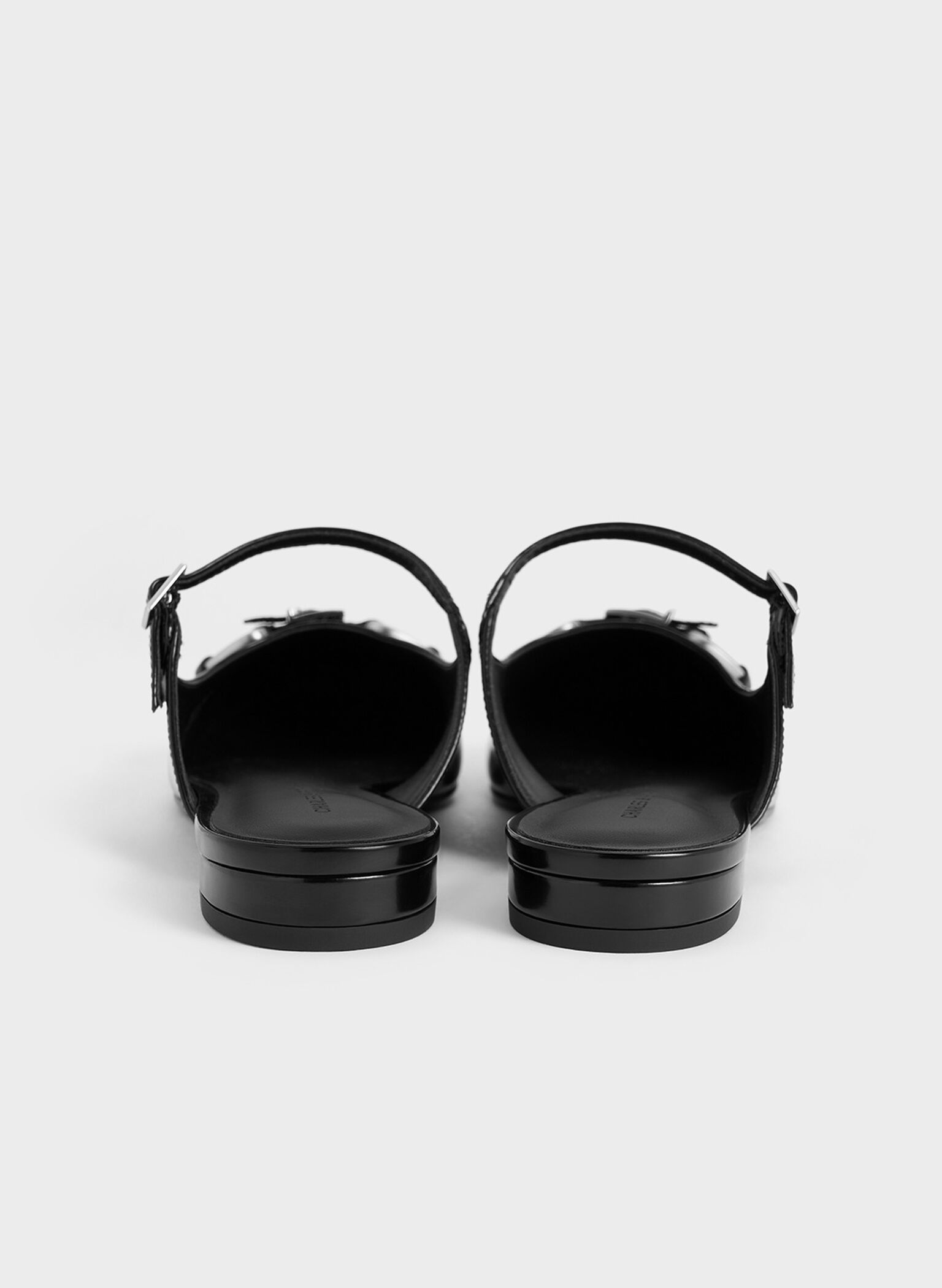 Metallic-Accent Flat Mules, Black Box, hi-res