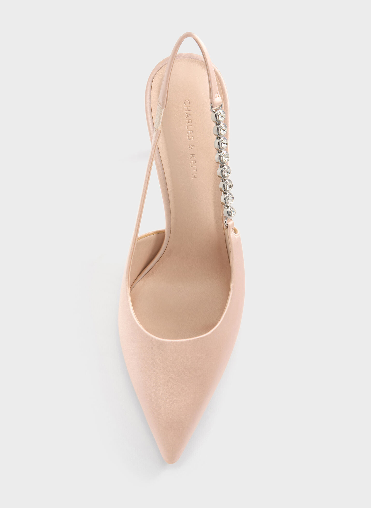 Flores Recycled Polyester Gem-Strap Slingback Pumps, Beige, hi-res