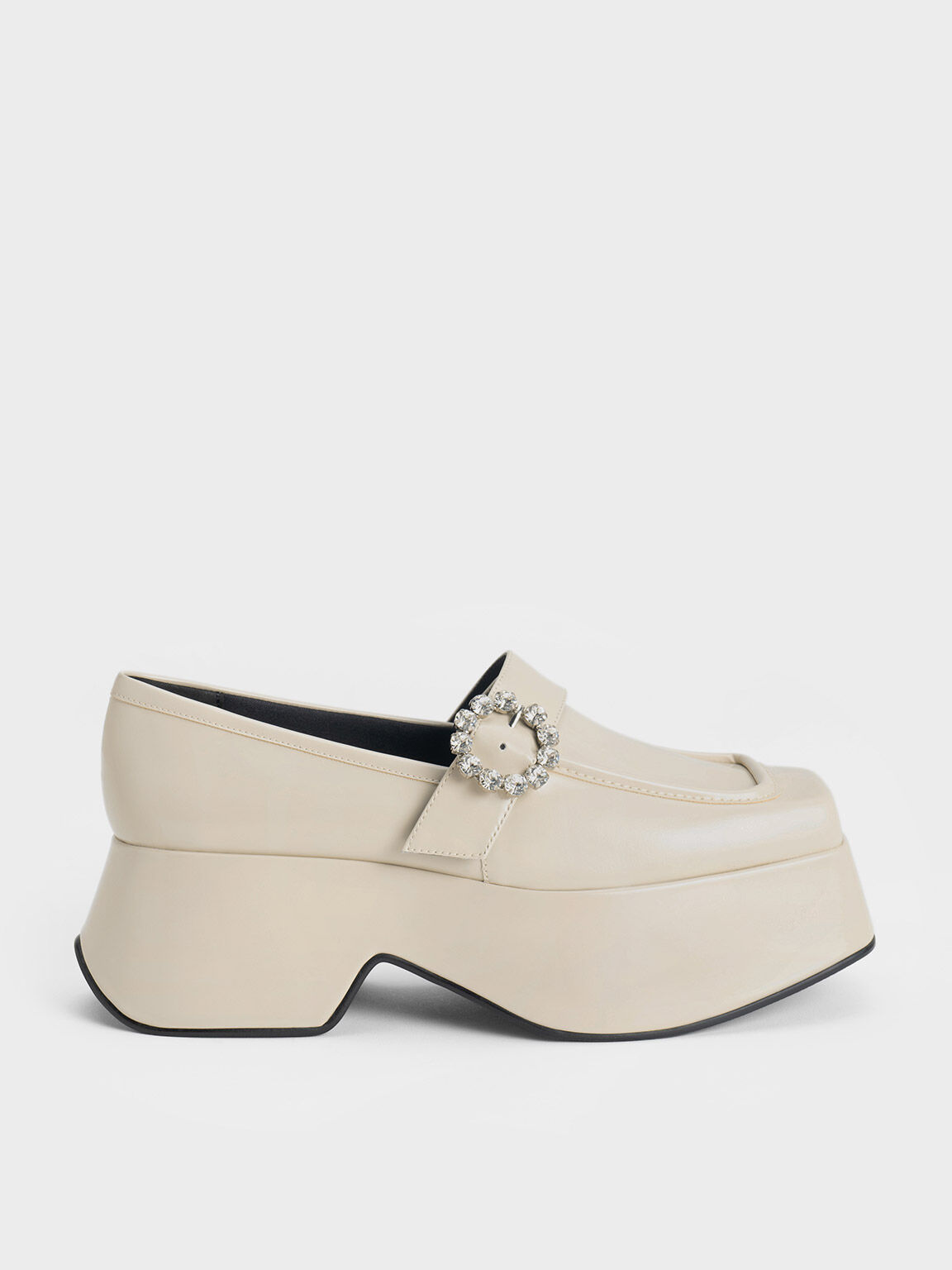 Fordeling Annoncør trolley bus Chalk Gem-Embellished Chunky Platform Loafers - CHARLES & KEITH UK