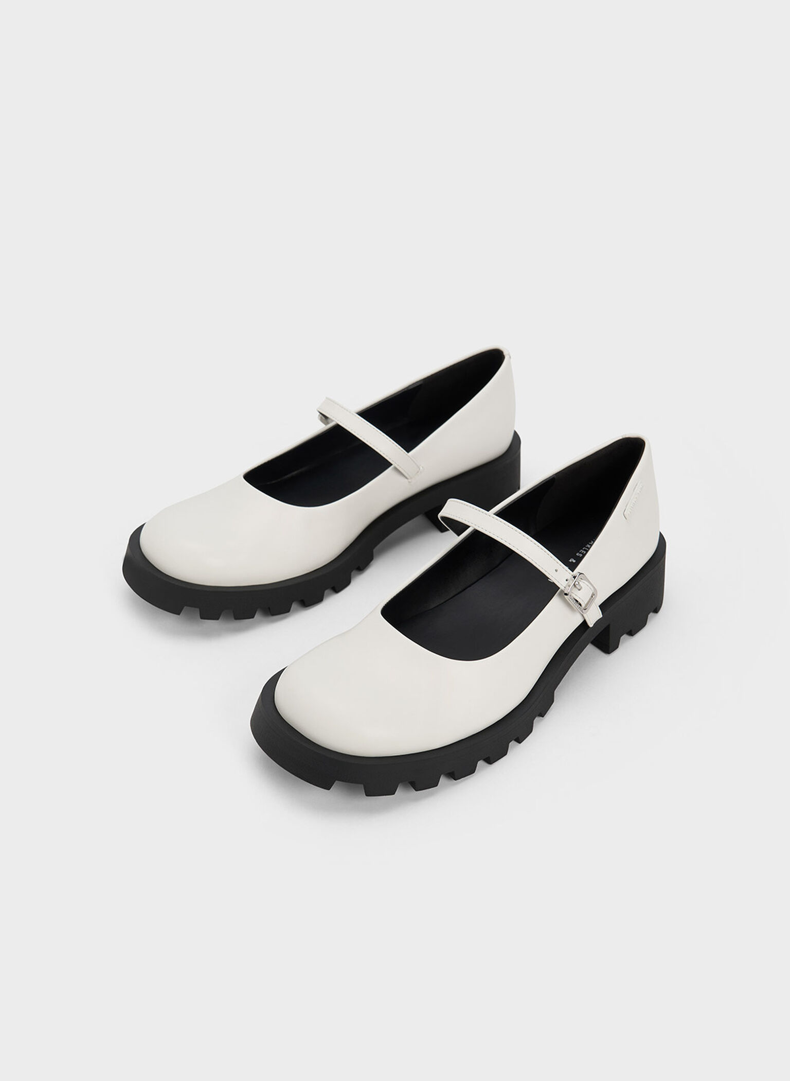 Rounded Square-Toe Mary Janes, White, hi-res