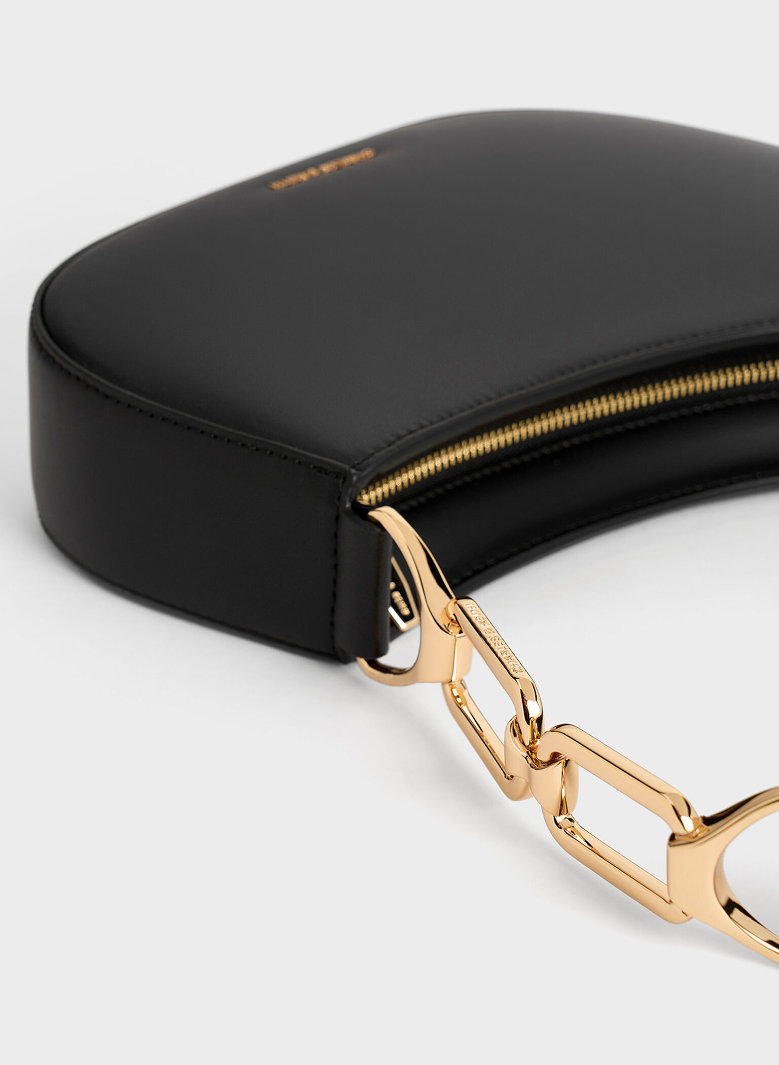 Agatha Chain-Accent Shoulder Bag, Black, hi-res