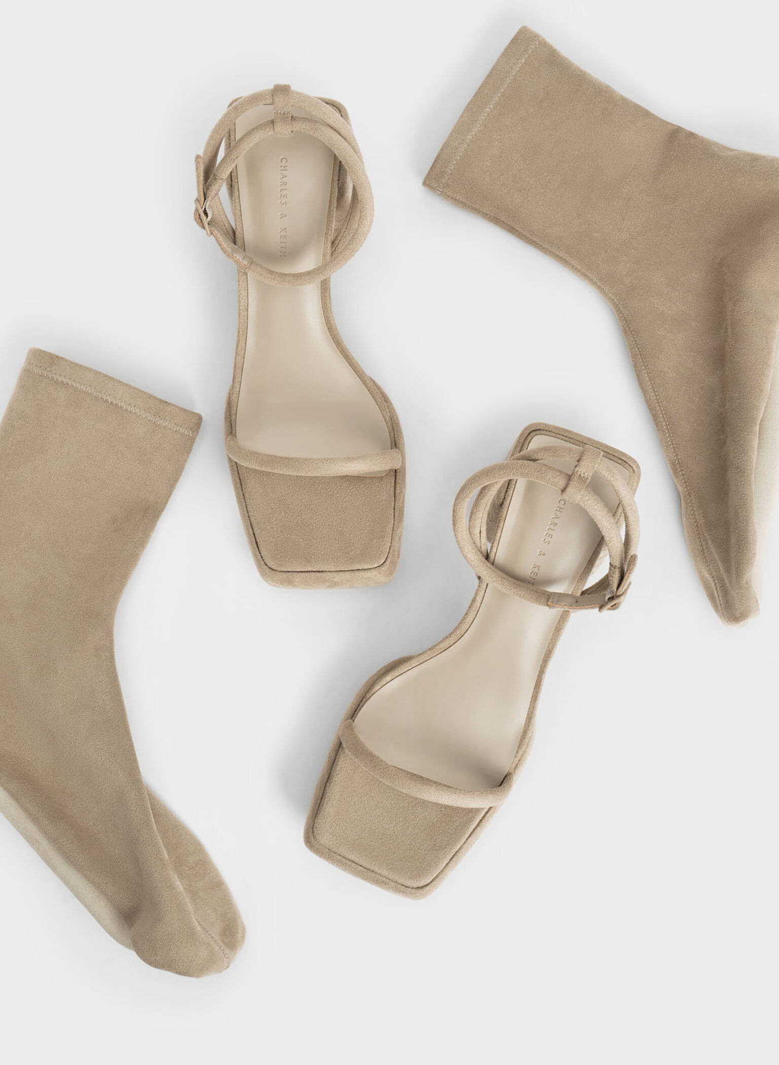 Lucile Textured Platform Calf Boots, Beige, hi-res